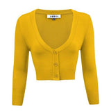 Women's Cropped Bolero 3/4 Sleeve Cardigan - Rosa Apparel