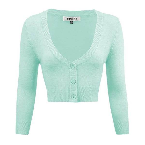 Women's Cropped Bolero 3/4 Sleeve Cardigan - Rosa Apparel