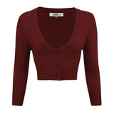 Women's Cropped Bolero 3/4 Sleeve Cardigan - Rosa Apparel