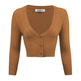 Women's Cropped Bolero 3/4 Sleeve Cardigan - Rosa Apparel