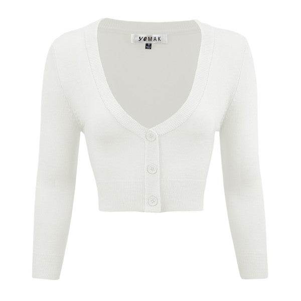 Women's Cropped Bolero 3/4 Sleeve Cardigan - Rosa Apparel