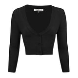 Women's Cropped Bolero 3/4 Sleeve Cardigan - Rosa Apparel