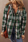 Women’s Plaid Print Chest Hooded Shacket Jacket – Rosa Apparel - Rosa Apparel