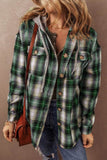 Women’s Plaid Print Chest Hooded Shacket Jacket – Rosa Apparel - Rosa Apparel