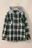 Women’s Plaid Print Chest Hooded Shacket Jacket – Rosa Apparel - Rosa Apparel