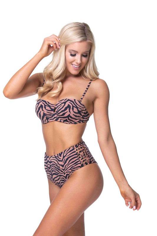 Zebra Print Underwire Bikini Set - Rosa Apparel