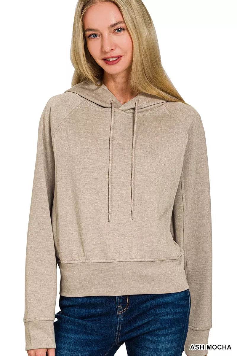 Zenana Ash Mocha Drawstring Scuba Hoodie for Women – Casual & Stylish - Rosa Apparel