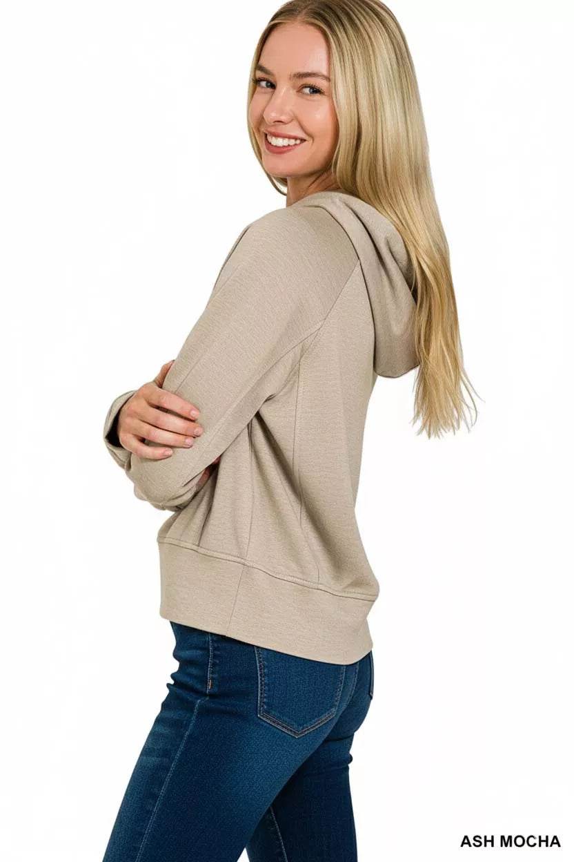 Zenana Ash Mocha Drawstring Scuba Hoodie for Women – Casual & Stylish - Rosa Apparel