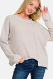 Zenana Asymmetric Hem Drop Shoulder Sweater - Rosa Apparel
