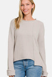 Zenana Asymmetric Hem Drop Shoulder Sweater - Rosa Apparel