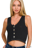 Zenana Button-up Cropped Sweater Vest - Rosa Apparel