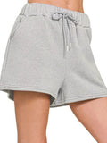 Zenana Fleece Drawstring Short Pants With Pockets - Rosa Apparel