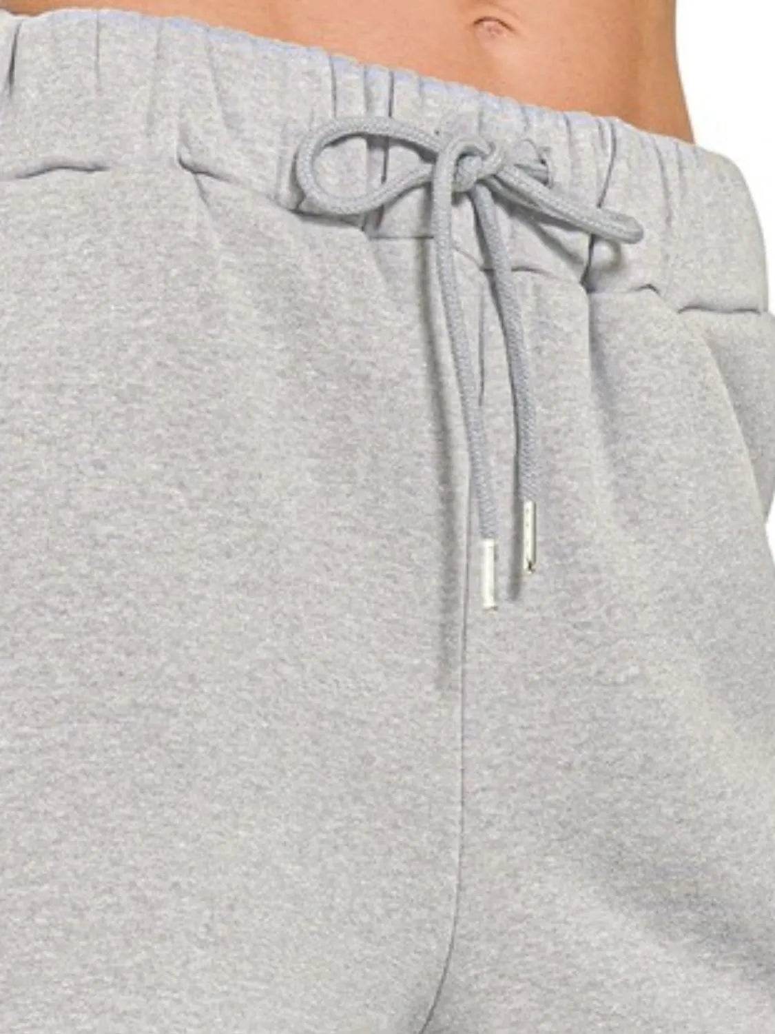 Zenana Fleece Drawstring Short Pants With Pockets - Rosa Apparel