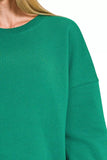 Zenana Green Fleece Hi-Low Boyfriend Sweatshirt with Pocket – Casual Style - Rosa Apparel