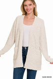Zenana Long Sleeve Popcorn Sweater Cardigan with Pockets - Rosa Apparel