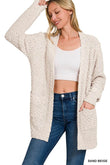 Zenana Long Sleeve Popcorn Sweater Cardigan with Pockets - Rosa Apparel