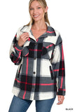 Zenana Oversized Plaid Fleece Black Shacket – Women’s Fall Jacket by Rosa Apparel - Rosa Apparel