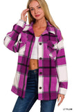Zenana Oversized Plaid Fleece Light Plum Shacket – Women’s Fall Jacket by Rosa Apparel - Rosa Apparel