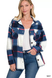 Zenana Oversized Plaid Fleece Navy Shacket – Women’s Fall Jacket by Rosa Apparel - Rosa Apparel