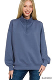 Zenana Scuba Quarter-Zip Sweatshirt – Blue Indigo | Women’s Casual Top by Rosa Apparel - Rosa Apparel