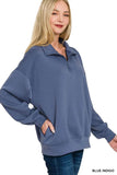 Zenana Scuba Quarter-Zip Sweatshirt – Blue Indigo | Women’s Casual Top by Rosa Apparel - Rosa Apparel