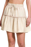 Zenana Tencel Washed Tiered Mini Skirts - Rosa Apparel
