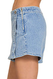 Zenana Wrap Front Skort Denim Shorts - Rosa Apparel