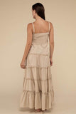 Zenana Casual Woven Smocked Top Tiered Cami Regular Maxi Dress - Rosa Apparel