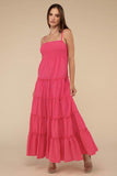 Zenana Casual Woven Smocked Top Tiered Cami Regular Maxi Dress - Rosa Apparel