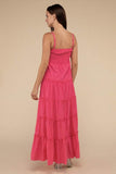 Zenana Casual Woven Smocked Top Tiered Cami Regular Maxi Dress - Rosa Apparel