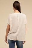 Zenana Dolman Short Sleeve Jacquard Sweater - Rosa Apparel