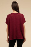 Zenana Dolman Short Sleeve Jacquard Sweater - Rosa Apparel