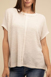 Zenana Dolman Short Sleeve Jacquard Sweater - Rosa Apparel