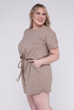 Zenana Plus Brushed DTY Round Neck Short Sleeves Romper with Pockets - Rosa Apparel