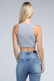 Ambiance Trendy Ribbed V-Neck Cropped Pullover Tank Top - Rosa Apparel