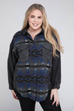 Davi & Dani Plus Printed Button Down Long Sleeve Jacket - Rosa Apparel
