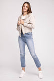 Zenana Acid Wash Cotton Waffle Hooded Zip-Up Jacket - Rosa Apparel