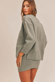 MABLE 3 Pieces Sweater Set with Crop Cami, Mini Skirt, Cardigan - Rosa Apparel
