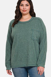 Zenana Full Size Contrast Stitching Brushed Ribbed Hacci Knit Top - Rosa Apparel