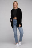 Zenana Low Gauge Waffle Open Cardigan Sweater - Rosa Apparel