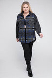 Davi & Dani Plus Printed Button Down Long Sleeve Jacket - Rosa Apparel