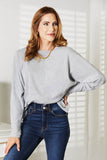 Double Take Seam Detail Round Neck Long Sleeve Top - Rosa Apparel