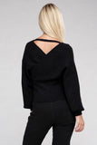 Zenana Viscose Cross Wrap V-Neck Pullover Sweater - Rosa Apparel