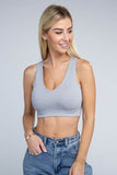 Ambiance Trendy Ribbed V-Neck Cropped Pullover Tank Top - Rosa Apparel