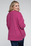 Zenana Plus Brushed Melange Drop Shoulder Sweater - Rosa Apparel