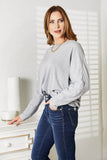 Double Take Seam Detail Round Neck Long Sleeve Top - Rosa Apparel