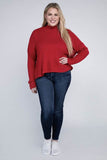 Ambiance Plus Drop Shoulder Long Sleeve Mock Neckline Sweater - Rosa Apparel