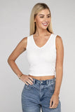 Zenana Casual Ribbed Scoop Neck Cropped Sleeveless Top - Rosa Apparel