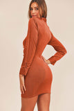 Mable Front Ruched Button-Down Skinny Mini Shirt Dress - Rosa Apparel