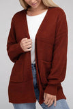 Zenana Low Gauge Waffle Open Cardigan Sweater - Rosa Apparel